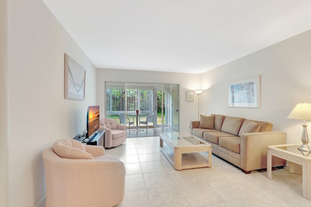 living room with light tile patterned floors