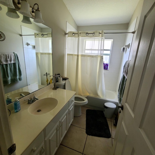 6374 Robinson St, Jupiter, FL 33458 - bathroom with tile patterned floors, shower / bath combo with shower curtain, toilet, and vanity