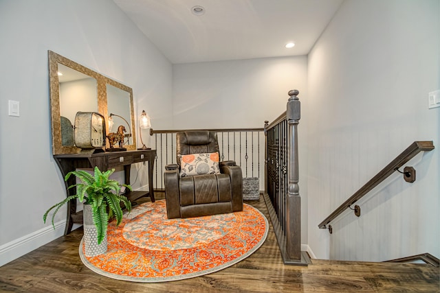 15688 Italian Cypress Way, Wellington, FL 33414 - living area with baseboards, recessed lighting, wood finished floors, and an upstairs landing