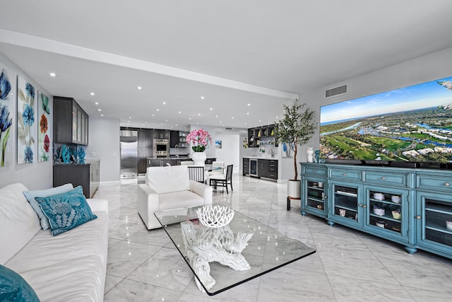 3610 S Ocean Blvd Unit 405, South Palm Beach, FL 33480 - living room with light marble finish flooring and recessed lighting