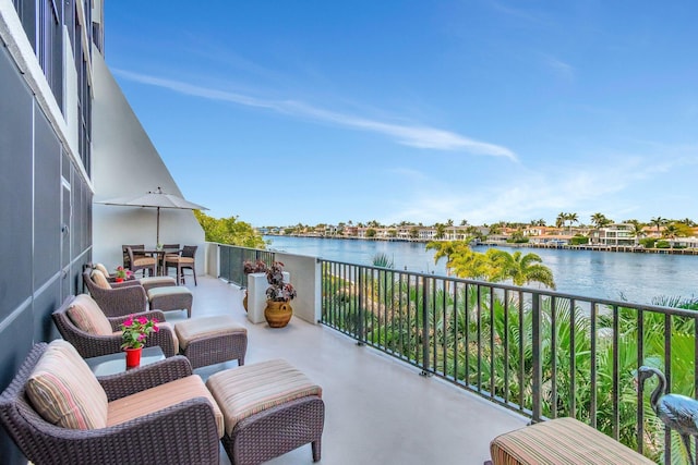 3420 S Ocean Blvd Unit 3W, Highland Beach, FL 33487 - balcony featuring a water view and outdoor dining space