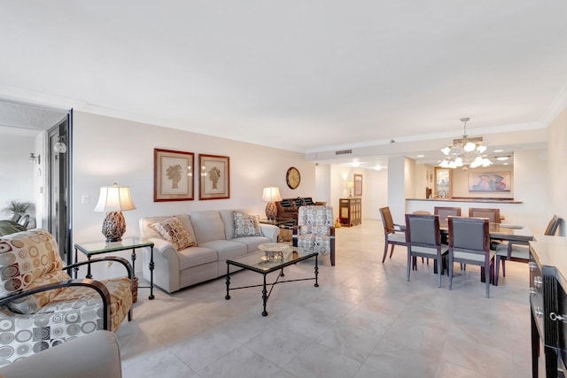 3420 S Ocean Blvd Unit 3W, Highland Beach, FL 33487 - living area with a chandelier and crown molding