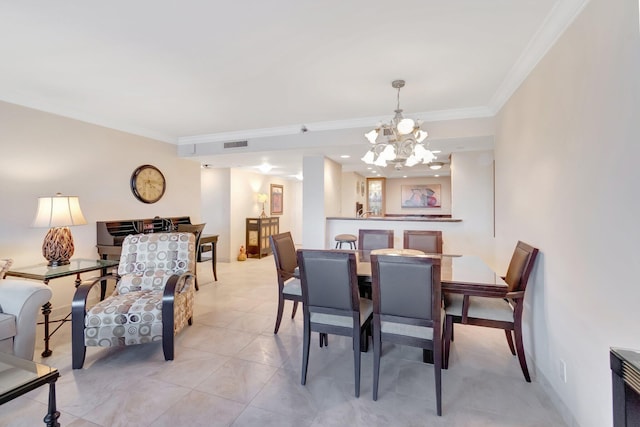 3420 S Ocean Blvd Unit 3W, Highland Beach, FL 33487 - dining area with a chandelier and crown molding