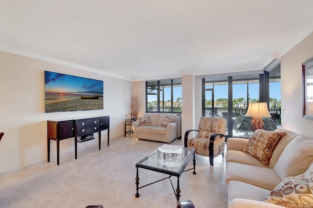 3420 S Ocean Blvd Unit 3W, Highland Beach, FL 33487 - living room with ornamental molding