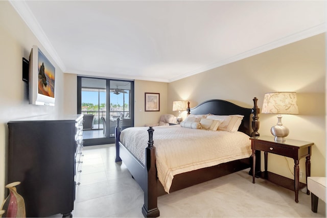 3420 S Ocean Blvd Unit 3W, Highland Beach, FL 33487 - bedroom with ornamental molding, access to exterior, and floor to ceiling windows