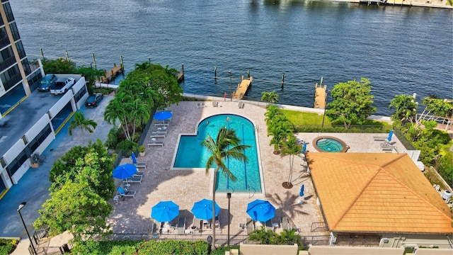 3420 S Ocean Blvd Unit 3W, Highland Beach, FL 33487 - aerial view of a pool and a nearby body of water