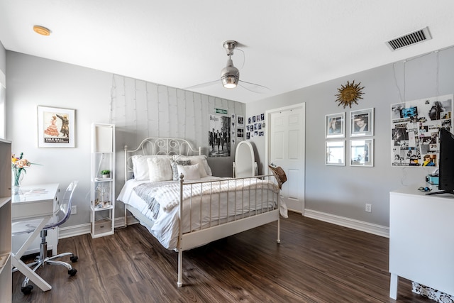 8533 Briar Rose Pt, Boynton Beach, FL 33473 - bedroom with wood finished floors, baseboards, an office area, and a ceiling fan