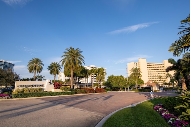 view of street with curbs