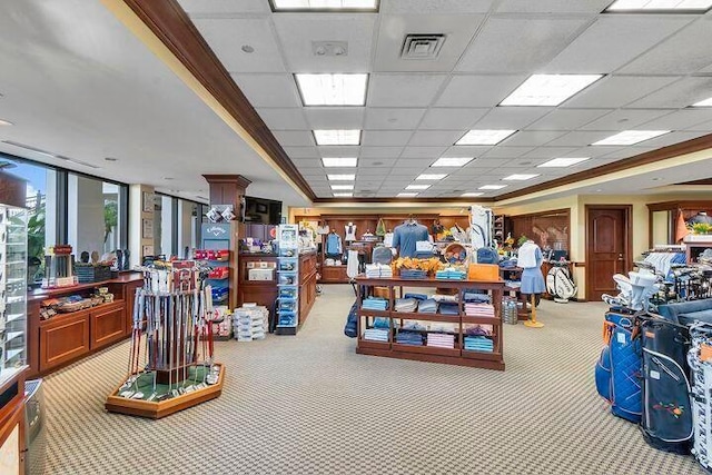 7383 Orangewood Ln Unit 304, Boca Raton, FL 33433 - misc room featuring carpet flooring, a drop ceiling, and ornamental molding