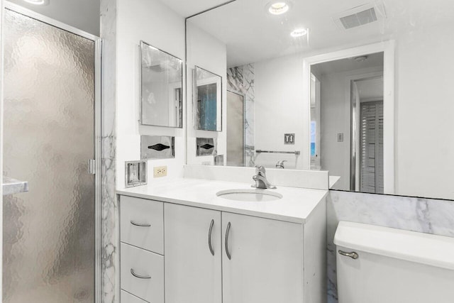 1225 S Ocean Blvd Unit 302, Delray Beach, FL 33483 - bathroom with a stall shower, vanity, and recessed lighting