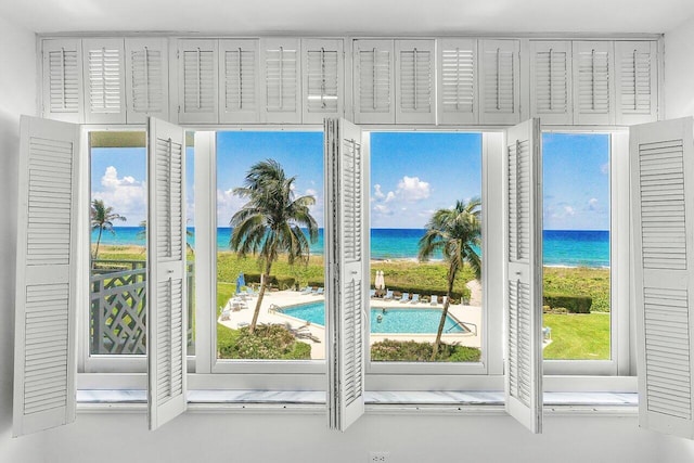 1225 S Ocean Blvd Unit 302, Delray Beach, FL 33483 - doorway featuring view of water and beach