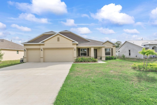 2132 SW Vista Rd, Port Saint Lucie, FL 34953 - craftsman inspired home with a front lawn, stucco siding, driveway, roof with shingles, and an attached garage