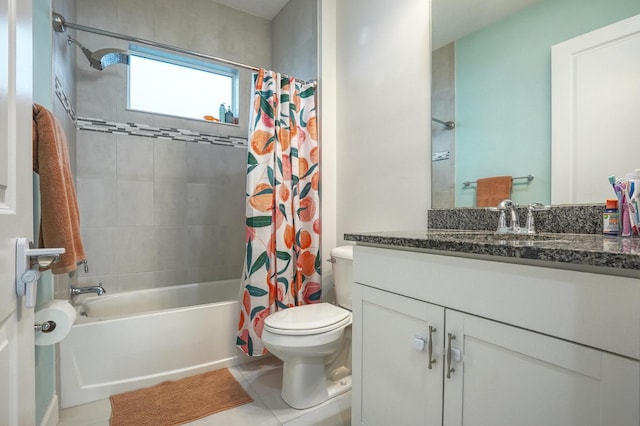 15581 Goldfinch Cir, The Acreage, FL 33470 - bathroom with toilet, shower / bath combo with shower curtain, tile patterned flooring, and vanity