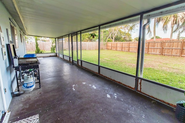 view of unfurnished sunroom