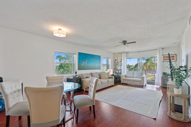 236 Castlewood Dr Unit 301, North Palm Beach, FL 33408 - dining room with a textured ceiling, plenty of natural light, and a ceiling fan