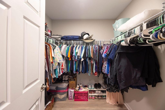 spacious closet featuring wood finished floors