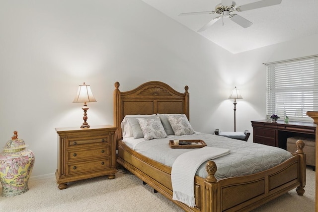 1054 NW Tuscany Dr, Port Saint Lucie, FL 34986 - bedroom with ceiling fan, vaulted ceiling, and light colored carpet