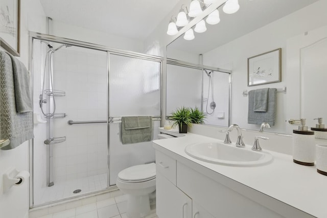 1054 NW Tuscany Dr, Port Saint Lucie, FL 34986 - full bath with tile patterned floors, vanity, toilet, and a stall shower