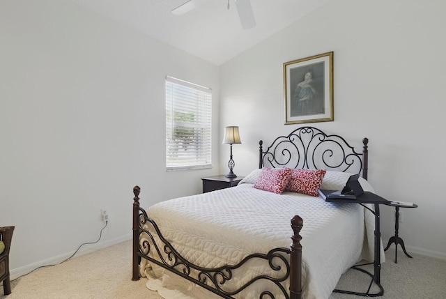 1054 NW Tuscany Dr, Port Saint Lucie, FL 34986 - bedroom featuring a ceiling fan, carpet flooring, lofted ceiling, and baseboards