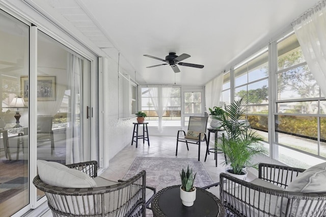 1054 NW Tuscany Dr, Port Saint Lucie, FL 34986 - sunroom / solarium featuring a ceiling fan and plenty of natural light