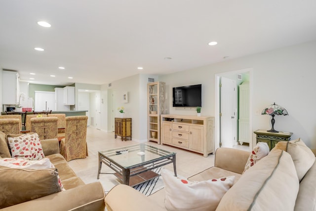 4801 Esedra Ct Unit 104, Lake Worth, FL 33467 - living room featuring recessed lighting, visible vents, and light tile patterned floors