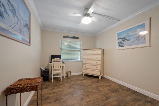 4201 S Ocean Blvd Unit I1, Palm Beach, FL 33480 - office space featuring ceiling fan, dark wood finished floors, ornamental molding, and baseboards