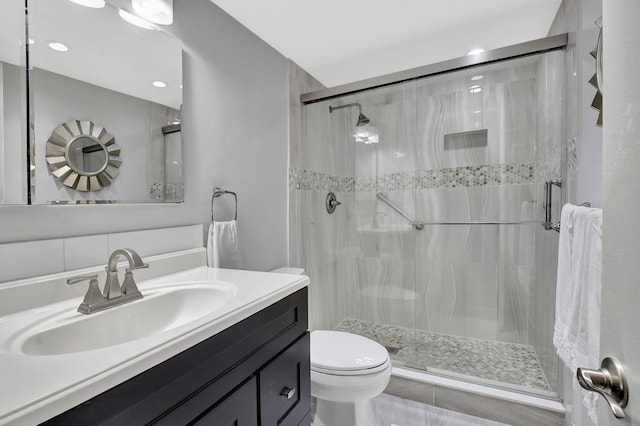15108 Ashland Dr Unit 185, Delray Beach, FL 33484 - full bath featuring toilet, a stall shower, recessed lighting, and vanity