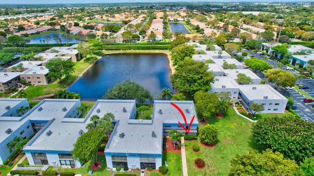 15108 Ashland Dr Unit 185, Delray Beach, FL 33484 - drone / aerial view featuring a residential view and a water view