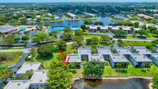 15108 Ashland Dr Unit 185, Delray Beach, FL 33484 - bird's eye view featuring a residential view and a water view