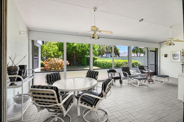 14 Windsor Ln, Boynton Beach, FL 33436 - sunroom / solarium featuring a ceiling fan and a textured ceiling