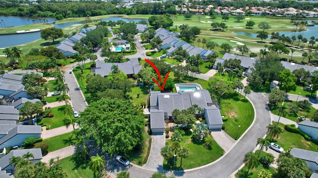 14 Windsor Ln, Boynton Beach, FL 33436 - aerial view of property and surrounding area with nearby suburban area, a golf club, and a nearby body of water