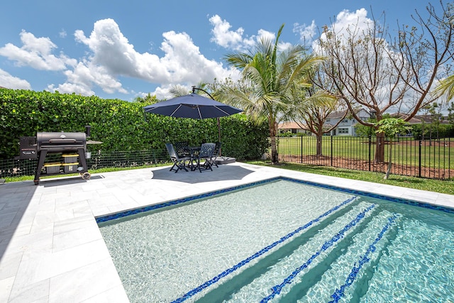 1055 Ember Ridge Run, Loxahatchee, FL 33470 - view of pool with grilling area, a patio area, and fence