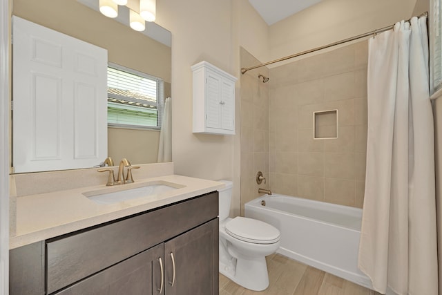 1055 Ember Ridge Run, Loxahatchee, FL 33470 - full bath with toilet, shower / tub combo, vanity, and wood finished floors