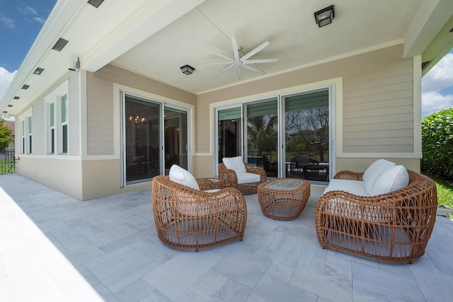1055 Ember Ridge Run, Loxahatchee, FL 33470 - view of patio / terrace with ceiling fan and an outdoor living space