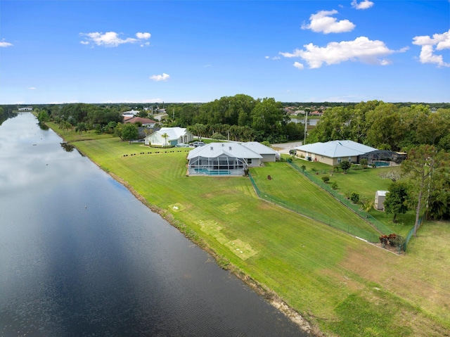 bird's eye view featuring a water view