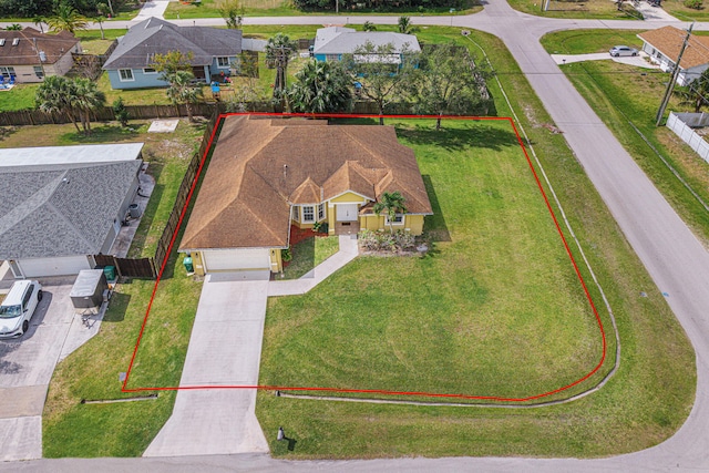 drone / aerial view with a residential view