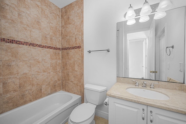 bathroom with toilet, shower / washtub combination, and vanity
