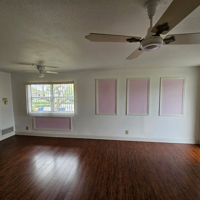363 Monaco H, Delray Beach, FL 33446 - spare room featuring a ceiling fan, a textured ceiling, wood finished floors, and baseboards
