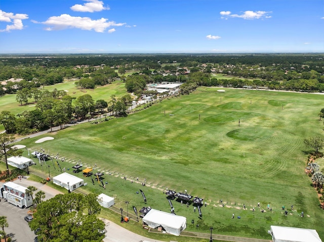drone / aerial view with view of golf course