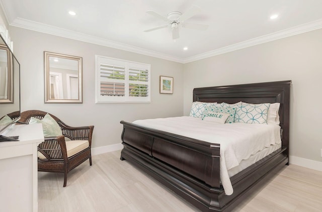 1155 Rainwood Cir, Palm Beach Gardens, FL 33410 - bedroom with baseboards, ornamental molding, and light wood-style floors