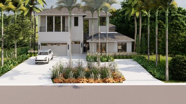 3682 Toulouse Dr, Palm Beach Gardens, FL 33410 - contemporary house with stucco siding, driveway, and an attached garage