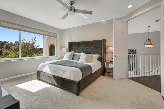 2530 NW 52nd St, Boca Raton, FL 33496 - bedroom with carpet floors, baseboards, ceiling fan, and recessed lighting