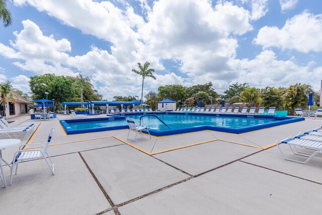 community pool with a patio area