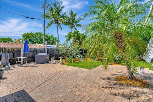 387 Yvonne Dr, West Palm Beach, FL 33406 - view of patio / terrace with a fenced backyard and a grill