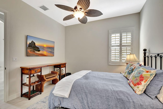 112 Dalena Way, Palm Beach Gardens, FL 33418 - bedroom with visible vents, a ceiling fan, and wood finished floors