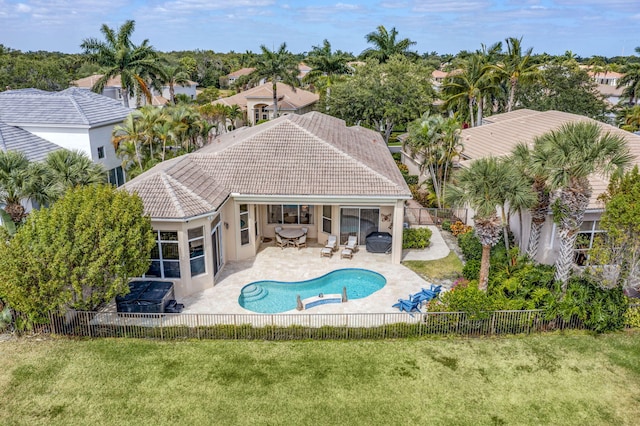 112 Dalena Way, Palm Beach Gardens, FL 33418 - view of pool with a yard, a fenced in pool, a fenced backyard, and a patio area