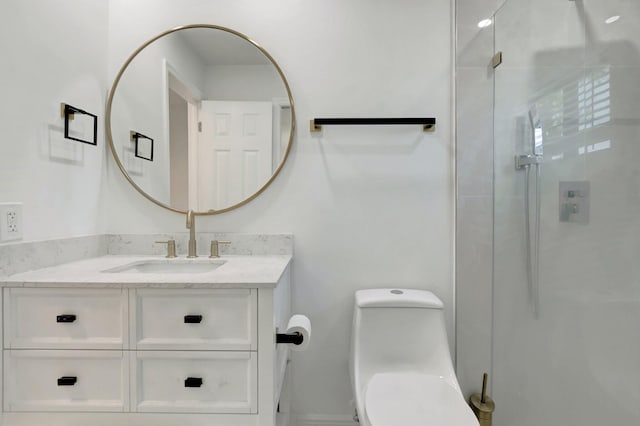 918 Turner Rd, Delray Beach, FL 33483 - bathroom featuring toilet, a shower stall, and vanity