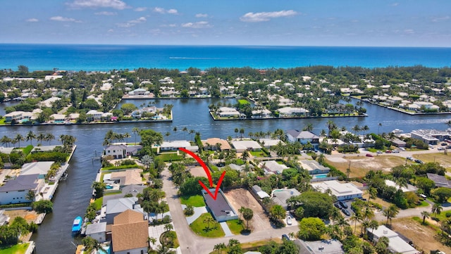 918 Turner Rd, Delray Beach, FL 33483 - drone / aerial view featuring a water view and a residential view
