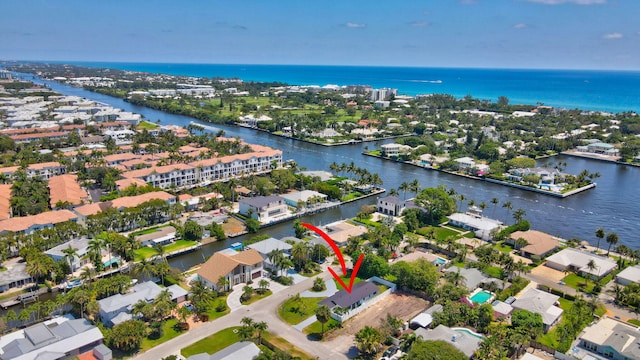 918 Turner Rd, Delray Beach, FL 33483 - drone / aerial view featuring a water view and a residential view
