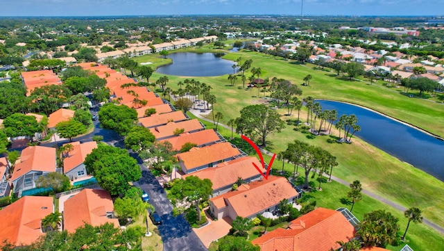 17352 Antigua Point Way, Boca Raton, FL 33487 - drone / aerial view featuring a water view, golf course view, and a residential view